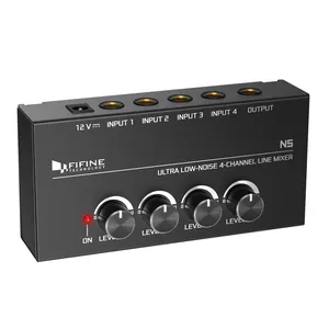 Table de mixage audio professionnelle alimentée <span class=keywords><strong>Fifine</strong></span> N5, amplificateur audio 4 canaux, mini amplificateur, amplificateurs stéréo - Product Image 1