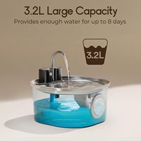 Distributeur d'eau automatique élégant pour animaux de compagnie de 3,2 L - Acier inoxydable rechargeable facile à nettoyer - Abreuvoir pour chats et chiens