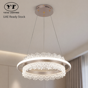 Lustre moderne en fer rond à anneau, dimmable, télécommande tricolore, pour salle à manger, salon, décoration intérieure, 50 cm, 120 W - Product Image 1