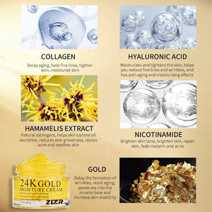 ZLZR Crème hydratante naturelle et biologique pour le soin de la peau, blanchissante, anti-rides, crème pour le visage à l'or 24 carats - Product Image 2