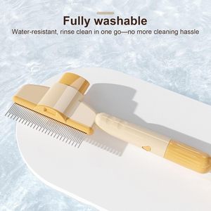 Brosse de toilettage autonettoyante pour animaux de compagnie - Peigne démêlant en acier inoxydable pour chiens et chats avec poignée antidérapante - Product Image 6