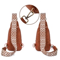 Tas Dada Kulit Vegan PU Fashion dengan Rantai Resleting, Tas Selempang Mini Sport Personal untuk Wanita