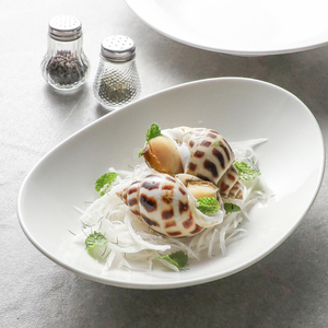 Plato hondo de 10,5 pulgadas, cuencos de forma ovalada Premium, cuenco de <span class=keywords><strong>sopa</strong></span> de fideos de cerámica blanca nórdica <span class=keywords><strong>con</strong></span> forma de <span class=keywords><strong>huevo</strong></span> para el hogar - Product Image 1