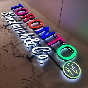 3D LED Logo Stainless Steel Acrylic Billboard With Illuminated Lettering And Outdoor Header