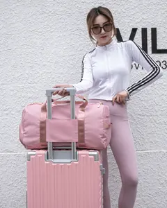Logo personalizzato stampa rosa donna uomo borsone da palestra zaino attrezzature per il Fitness di grande capacità borse sportive in Nylon per palestra