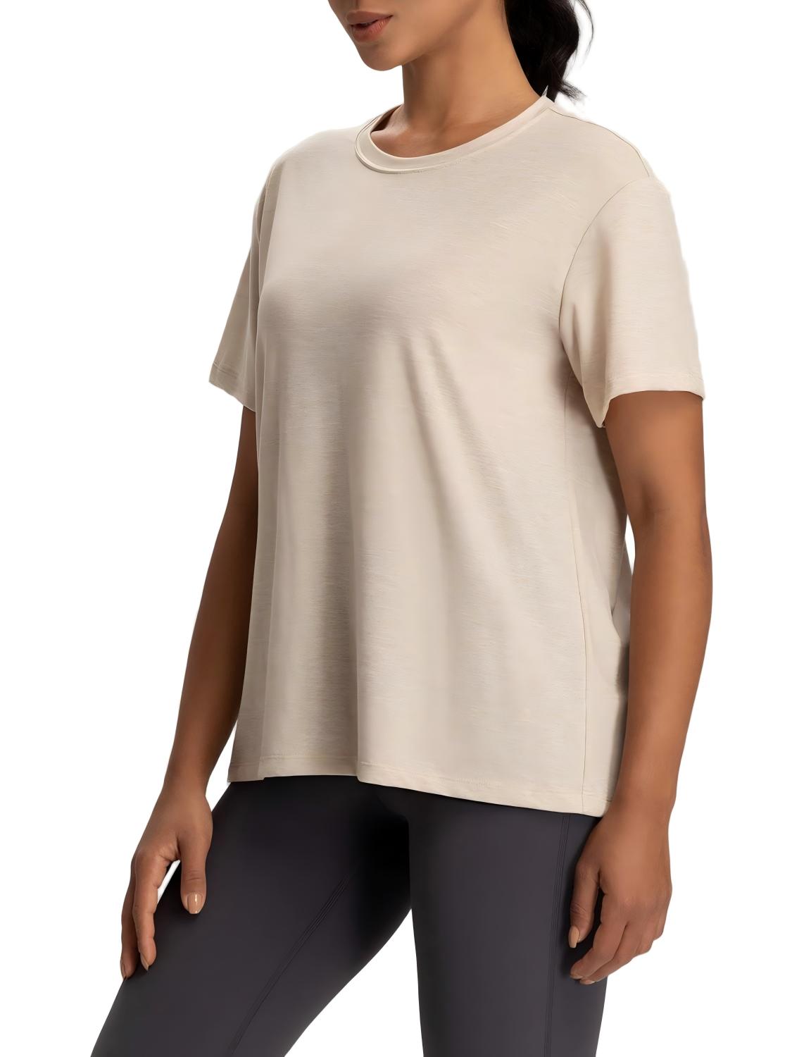 Merino Wool Women's Summer T-Shirt, Breathable Moisture Wicking Loose Fit Yoga Top, 7 Colors Available Casual Fitness Top Shirt