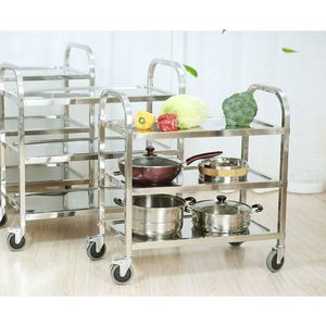 DB 2X Carrito de comida de comedor de cocina de acero inoxidable de 3 niveles Tamaño de utilidad Mediano 85x45x90cm - Product Image 1