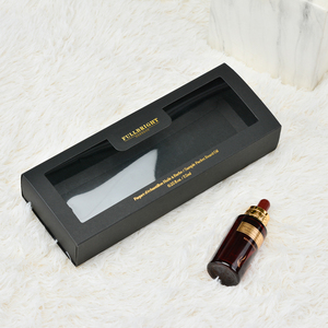 Caja de Regalo de Lujo Reciclable de PVC con Ventana y Logotipo Personalizado, Caja de Cartón Kraft Negra para Aceites Esenciales, Cosméticos y Cuidado de la Piel - Product Image 1