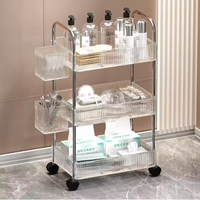Chariot de salon multifonctionnel moderne le plus populaire, étagère de rangement, chariot de beauté SPA en acrylique pour salon de beauté