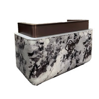 Comptoir de réception de luxe en marbre noir et blanc, pour hall d'hôtel, salon d'entreprise, usine, sur mesure, fabricant et fournisseur chinois