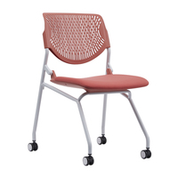 Chaise de bureau ergonomique moderne en maille, réglable en hauteur, pliable, à dossier ouvert, empilable et rotative, pour la formation, vente en gros sur mesure