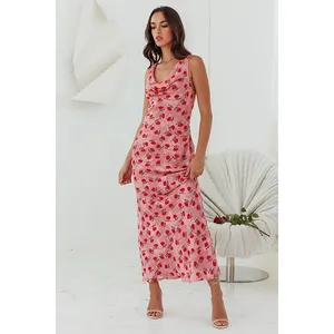 Fashion New Design Sexy Sleeveless Bodycon Mini Knitted Summer Floral Casual Women's Maxi Dresses