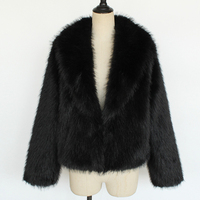 Manteau d'hiver élégant en fausse fourrure pour femme, noir, à revers, veste courte moelleuse, manteaux chics et chauds, mode 2026