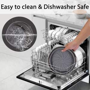 Lot de 3 doublures de friteuse à air pliables rondes <span class=keywords><strong>en</strong></span> silicone de 8 pouces réutilisables pour paniers 5-8QT Pots résistants à la chaleur et au four - Product Image 6