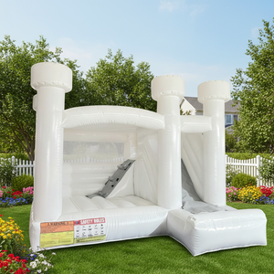 Château <span class=keywords><strong>gonflable</strong></span> Douerfei DDF-163 en PVC blanc pastel, 4x4m, château <span class=keywords><strong>gonflable</strong></span> d'intérieur, élégant, pour les anniversaires d'enfants, les baby showers, les événements - Product Image 1