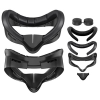 Aksesoris VR Pengganti Pelindung Wajah Kulit PU Hitam Anti Keringat untuk Meta Quest 3S, Sumber Pabrik