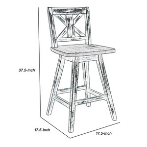 DB Solid Ensemble de 2 chaises de bar modernes écologiques gris vieilli, pivotantes à 360 degrés, design dossier en X, hauteur de bar, pour mobilier de pub - Product Image 5