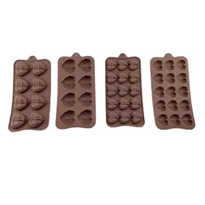 Moule à chocolat en Silicone, en forme de cœur, outils de cuisson, pour la gelée et les bonbons, en 3D