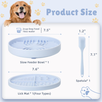 Bol de nourrissage lent pour chien en silicone de qualité alimentaire avec base à ventouse et couvercle en tapis à lécher pour chiens de petite, moyenne et grande taille