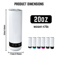 Botella de Agua Inteligente de Acero Inoxidable para Sublimación, 20 oz, Termo con Recordatorio de Hidratación y Pantalla LED, Vaso Inteligente