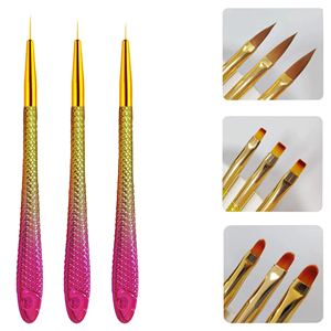 Pinceau à ongles en nylon avec manche métallique, 5mm 7mm 9mm, pour nail art, logo personnalisé, outils de peinture et de design pour manucure professionnelle - Product Image 1