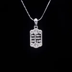 SayYes 925 Sterling Silver Jewelry Classic Vintage Abacus Pendant Rhodium Plated Chinese Abacus 925 Silver Pendant