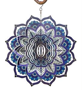 Moulin à vent 3D cinétique, décoration de jardin d'extérieur en métal, portable (<span class=keywords><strong>Mandala</strong></span>) - Product Image 1