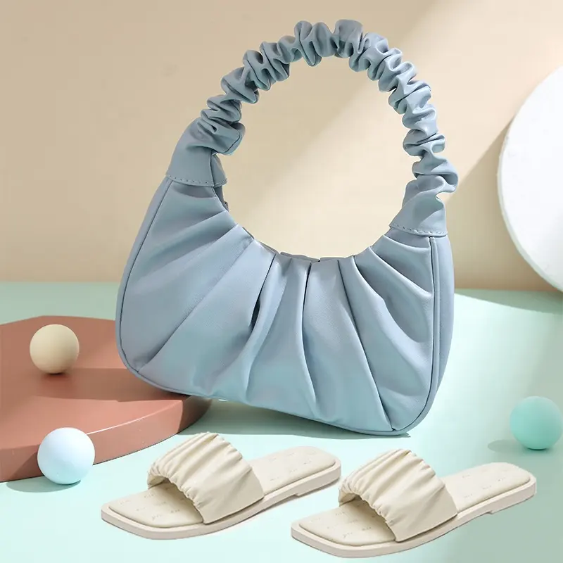 2022Mini wrinkled cloud pouch ladies hand bag leather small handbags purse sandals matching bags set for women shoulder bag