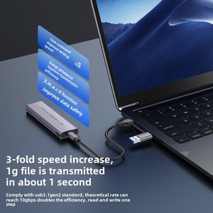 USB3.1 Lightning SATA صندوق SSD خارجي بروتوكول مزدوج NVMe NGFF M.<span class=keywords><strong>2</strong></span> واجهة ألومنيوم محمولة مع علبة ألومنيوم - Product Image 3