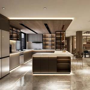 Ensemble complet d'armoires de cuisine modernes en bois massif personnalisées de haute qualité pour une conception de cuisine luxueuse - Product Image 3