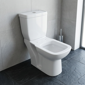 Inodoro de Cerámica de Dos Piezas, Completamente Esmaltado, con Sifón en P, Montado en el Suelo, Sanitario para Baño - Product Image 1