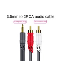 Konverter Kabel AV Berkualitas Tinggi 3.5mm ke 2RCA Berlapis Emas dengan Pelindung Aluminium Foil dan Selubung PVC untuk Audio TV