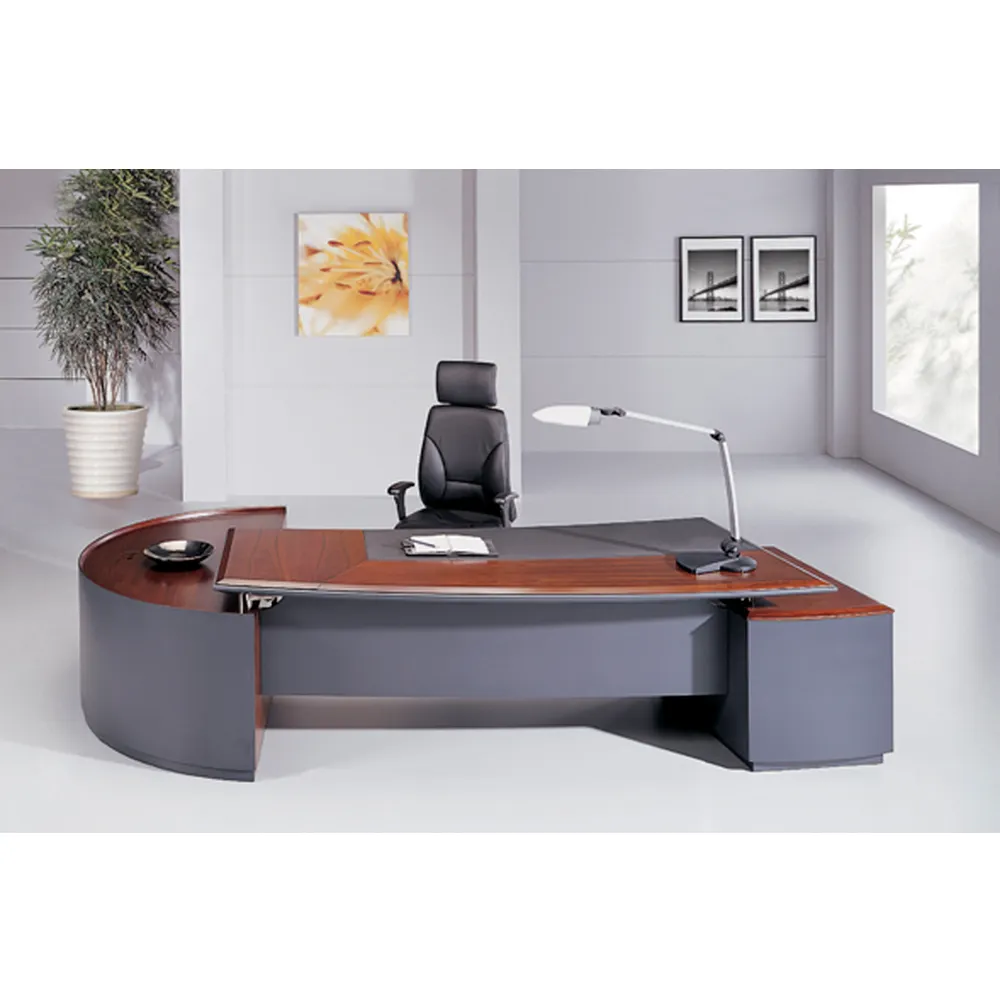 Muebles de oficina de diseño moderno, escritorio de director/jefe/CEO, productos hechos a medida OEM, Mesa Ejecutiva de oficina con acabado de chapa personalizada