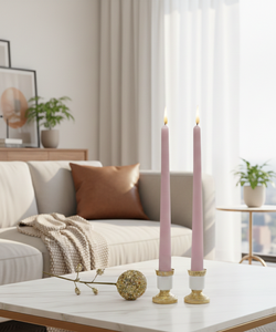 Elegant Handmade Taper <b>Candles</b> <b>Set</b> 2 Unscented Smokeless for Dining Tables Living Rooms Bedrooms Christmas Halloween - Product Image 2