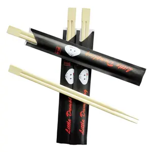Пользовательские логотип напечатанные цены японский рамен суши одноразовые Близнецы бамбуковые палочки для еды с пользовательским рукавом