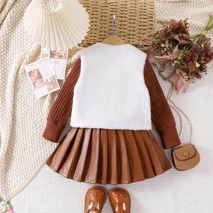 Completo Elegante per <span class=keywords><strong>Bambina</strong></span> Stile Europeo Rosso a Maniche Lunghe, Set di Tre Pezzi per 6 Anni, Abbigliamento per Compleanno - Product Image 3
