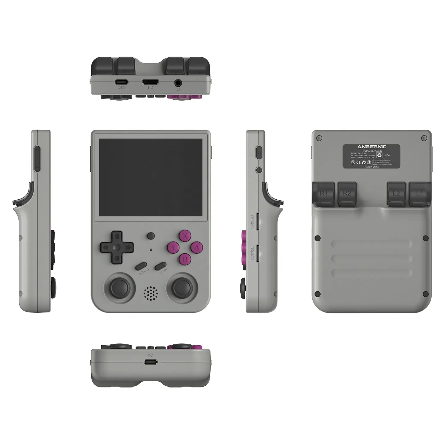 Mini lecteur de jeu portable RG353V, double système d'exploitation, puce puissante RK3566, écran tactile IPS de 3.5 pouces, 64 bits, sortie TV H-D, Console de jeu vidéo