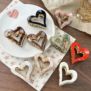 Pinzas de Pelo con Diseño Hueco Estilo Coreano, Doble Capa, Forma de Corazón, para Mujeres y Niñas, Accesorios para el Cabello - Product Image 1