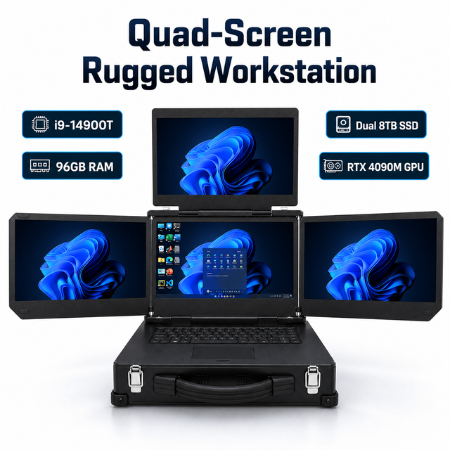 AI Edge Computing Workstation Intel Core I9-14900T 96GB RAM 16TB SSD RTX4090M High Performance Graphics Rugged All-in-one Stock