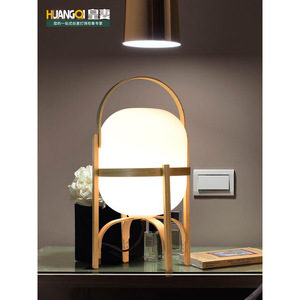 Huangqi Wooden Table Lamp E27 Led Switch Control For Bedroom Living Room Study Desk <b>Lighting</b> - Product Image 2