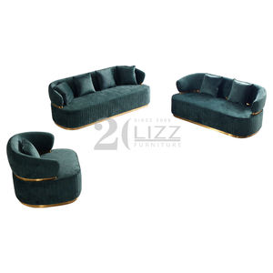 الفاخرة كراسي استراحة غرفة المعيشة المخملية مجموعة منحني الاقسام النسيج جولة مسند ذراع أريكة - Product Image 6