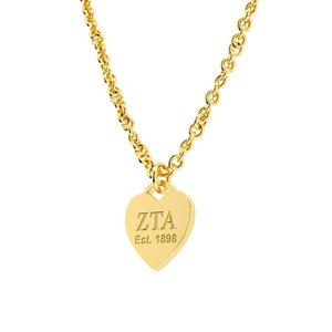 Collier en acier inoxydable plaqué or PVD avec pendentifs cœur AChiO <span class=keywords><strong>Kappa</strong></span> Alpha Theta ADPi, bijoux de sororité, cadeaux sur le thème de la vie grecque, vente en gros pour femmes - Product Image 4