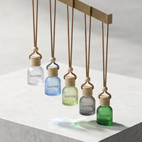 Flacon diffuseur de parfum pour voiture en verre de luxe mini 10 ml vide avec surface estampillée or, anti-fuite, à suspendre, pour voiture
