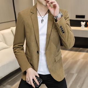 Nouvelle <span class=keywords><strong>veste</strong></span> de <span class=keywords><strong>costume</strong></span> décontractée pour <span class=keywords><strong>homme</strong></span>, à simple boutonnage, couleur unie, blazer en <span class=keywords><strong>velours</strong></span> côtelé pour <span class=keywords><strong>homme</strong></span> - Product Image 4