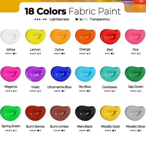 Tela de lona de 18 colores para <span class=keywords><strong>pintar</strong></span>, tela de 250 ml, <span class=keywords><strong>pintura</strong></span> de Color, ropa, zapatos textiles no tóxicos, bolsas de Jeans, <span class=keywords><strong>pintura</strong></span> de Color de tela - Product Image 2