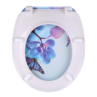 Abattant de toilette moderne circulaire imprimé en matériau UF écologique, à fermeture frontale, avec charnière à fermeture douce, pour toilettes féminines, garantie 3 ans
