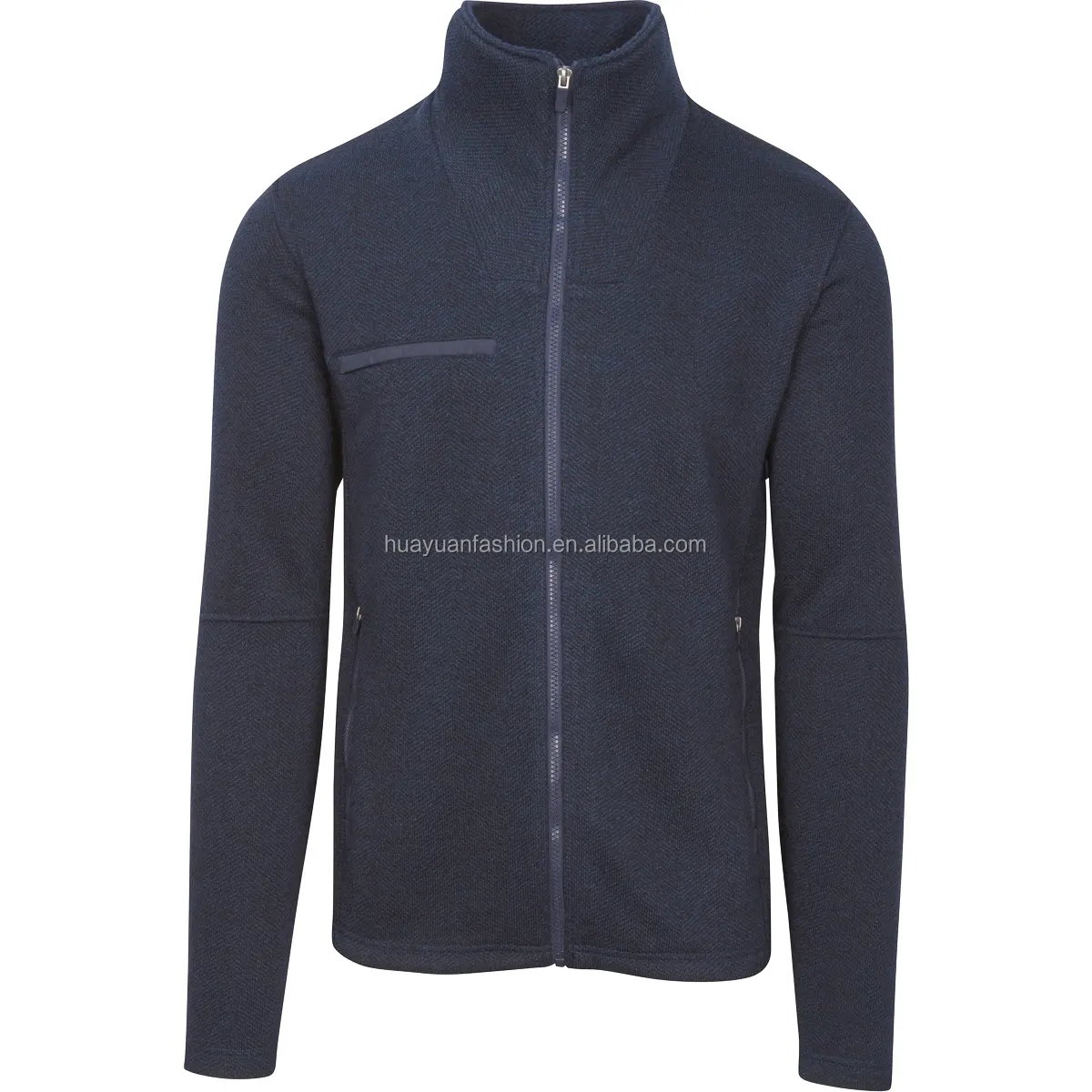 사용자 정의 남자의 트리코 후디 지퍼 자카드 멜란지 니트 세트 크롭 스웨터 양털 재킷
