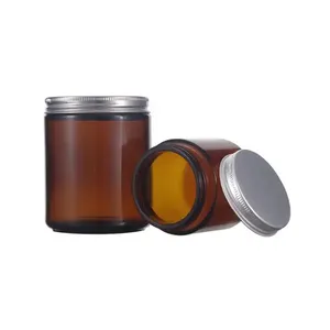 厂家热卖琥珀色棕色豪华玻璃蜡烛罐批发定制大豆蜡椰子蜡蜂蜡蜡烛罐