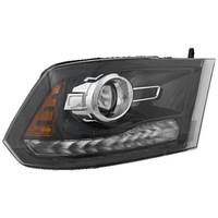 LED DRL Projector Headlights Black for 2009-2018 Dodge Ram 1500 Headlight