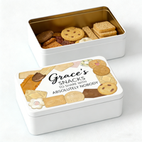 Scatola di Latta Rettangolare Personalizzata per Biscotti con Coperchio Stampato, Certificata RoHS, Contenitore per Snack e Confezione Regalo per Biscotti, Caramelle, Prodotti da Forno